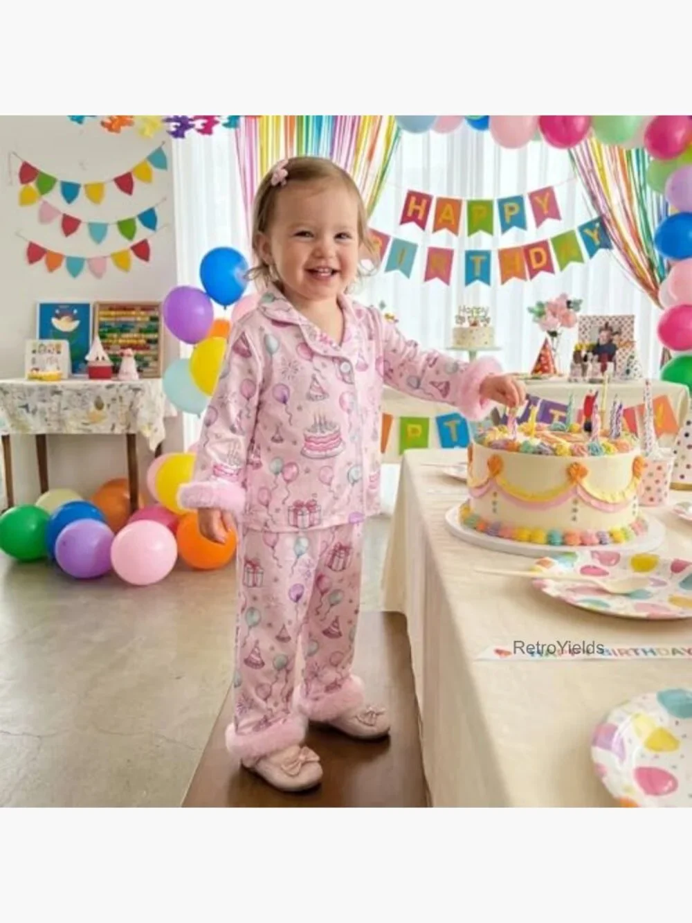 Toddler Girl Satin Pajama Set - Long Sleeve Button Down Top & Pants 2-Piece